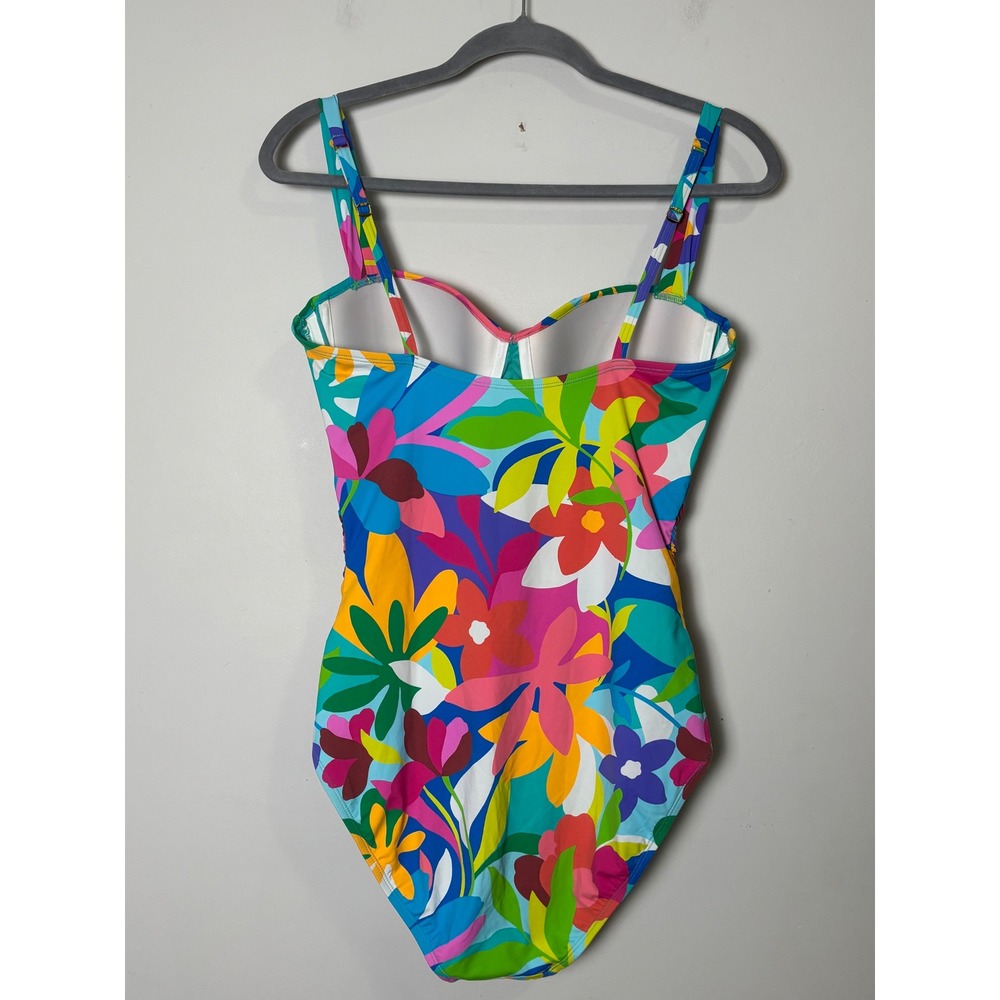 Bleu Rod Beattie Womens One Piece Swimsuit 12 Tropical Floral Ruched Push Up - Picture 2 of 6
